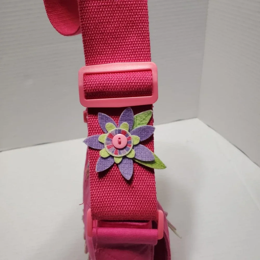 American‎ Girl Pink Crossbody Shoulder Messenger Bag Floral Felt Flowers Kids